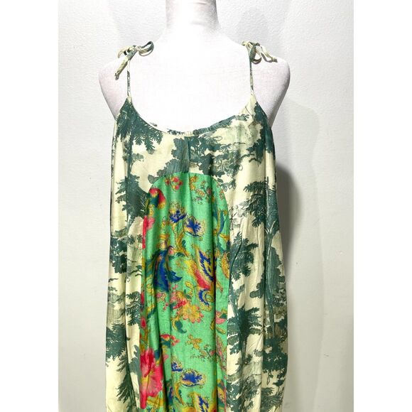 Maeve anthropologie Santee Palm dress silk blend boho babydoll multi pnt women L - Picture 5 of 8